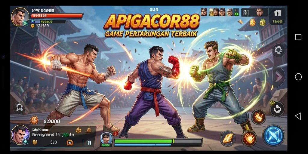Tampilan gameplay APIGACOR88 yang menegangkan dan penuh aksi pertarungan.