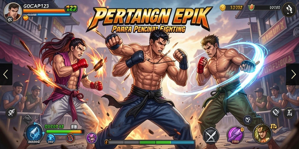 Screenshot utama GOCAP123 menampilkan aksi bertarung yang mendebarkan.
